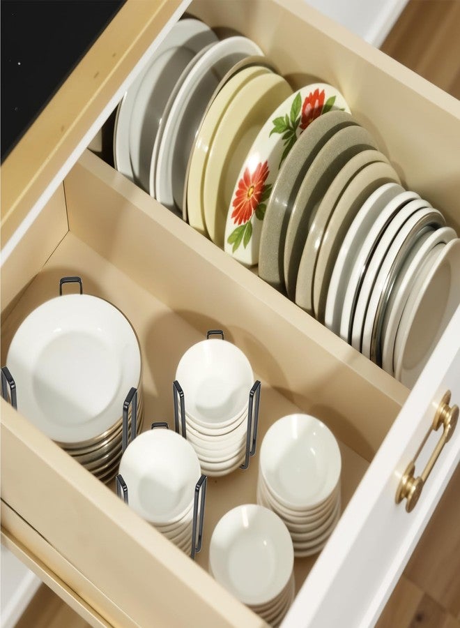 wutfuooo 4PCS Dinnerware Bowl Plate Holder ,Bowl Holders Organizer Fit for 4.7 and 6.5 Inches Diameters Bowl, Metal Bowl Storage Dying Display Rack for Kitchen Drawer, Countertop, Cabinet, Shelf, Cupboard - Image 3